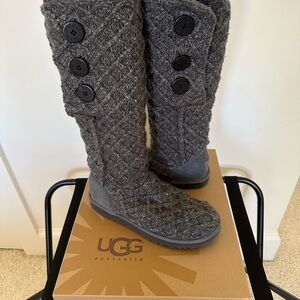 UGG Women's Charcoal Knit Button Boots
